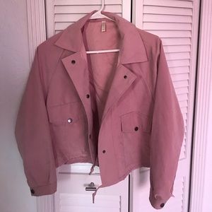 Drawstring Hem Double Pockets Jacket
